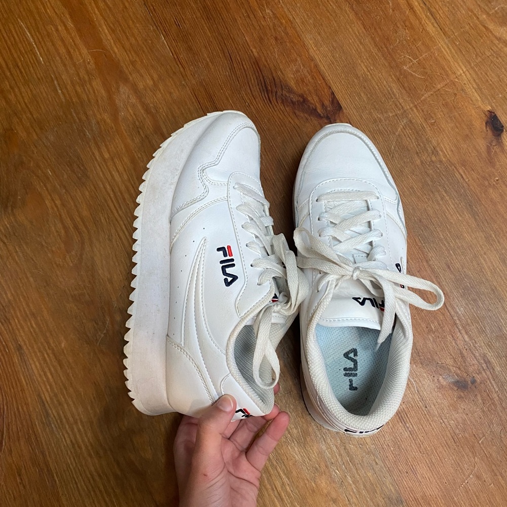 White fila platform sneakers